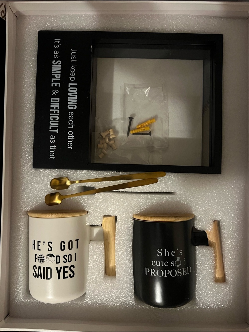 Wedding Engagement gift Proposal gift Mug Set with Frame - Black & White